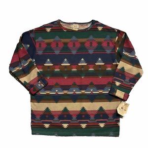 Huntington Ridge Waffle Knit Aztec  Pullover Medium Vintage 90’s Crewneck USA